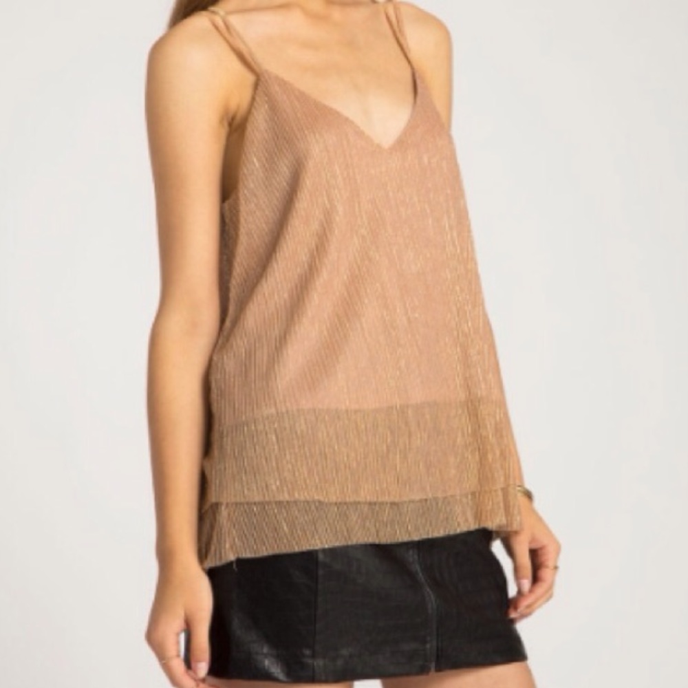 NWT Lined Rose Gold Cutout Strappy Tank - Picture 2 of 4
